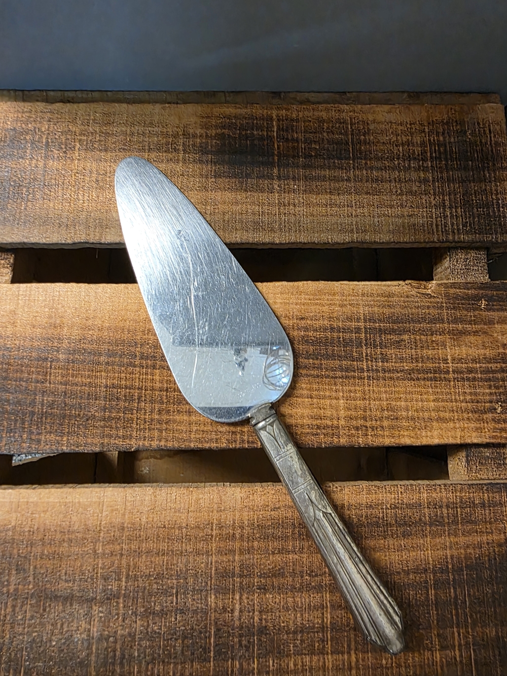 Vintage Stainless Cake Server with Patterned Handle
